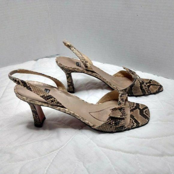 Stuart Weitzman Snake Skin Python Sandals Size 9.5 Brown Black Leather - Picture 7 of 8